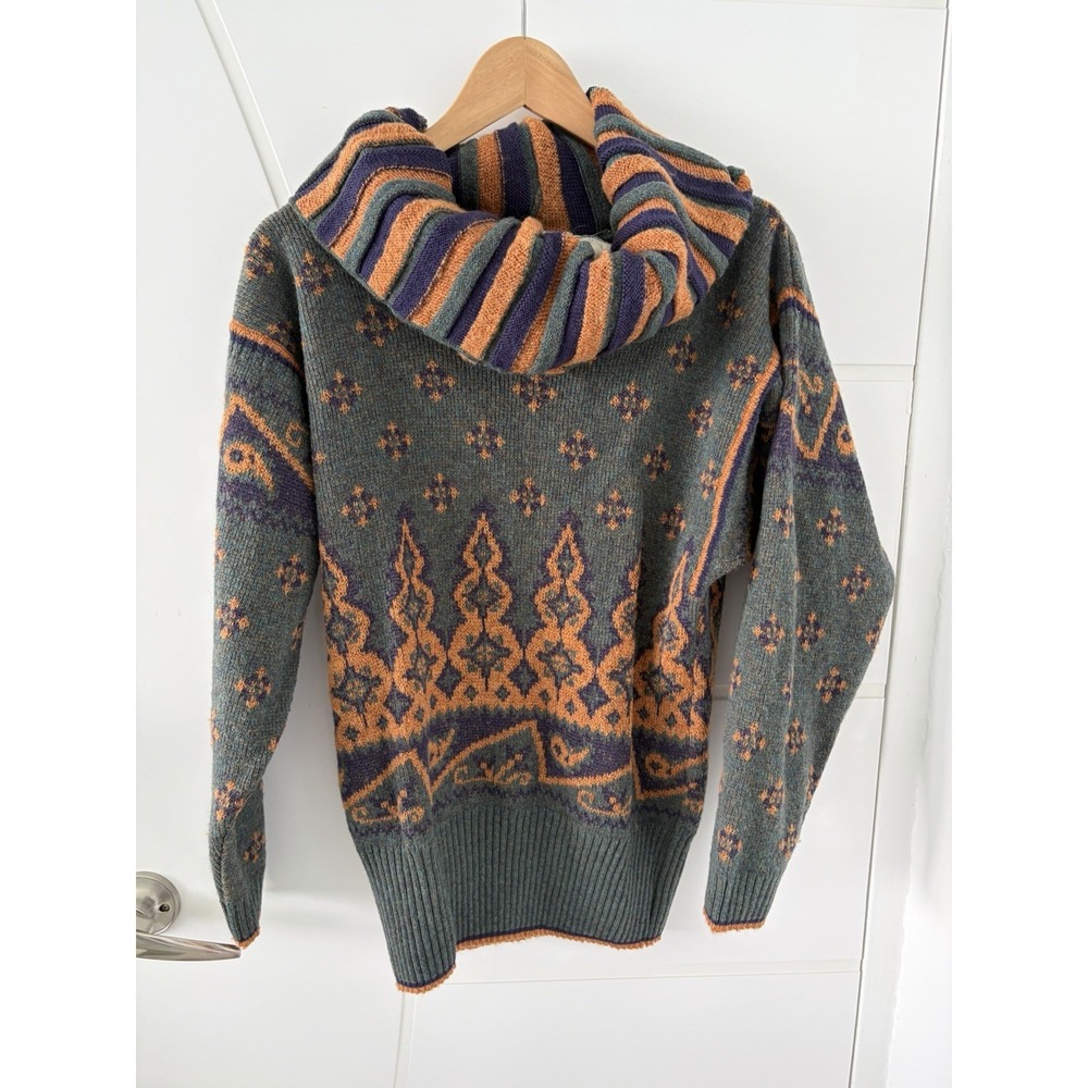 Tricot Exclusive Sweater Mens Small Multicolor Cowl Neck Nordic Lambswool 90s